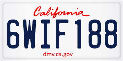 CA license plate 6WIF188