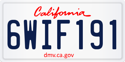 CA license plate 6WIF191