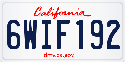 CA license plate 6WIF192