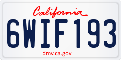 CA license plate 6WIF193