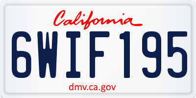 CA license plate 6WIF195
