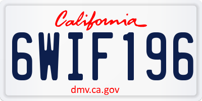 CA license plate 6WIF196