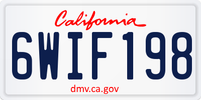 CA license plate 6WIF198