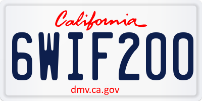 CA license plate 6WIF200