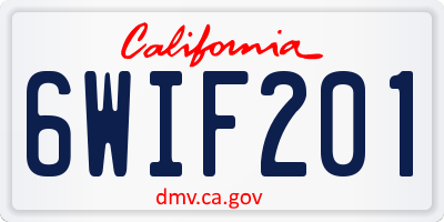 CA license plate 6WIF201