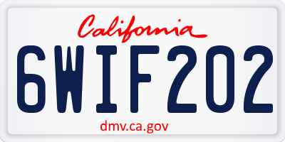 CA license plate 6WIF202