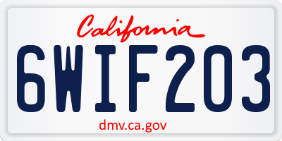CA license plate 6WIF203