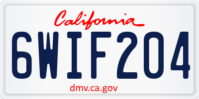 CA license plate 6WIF204