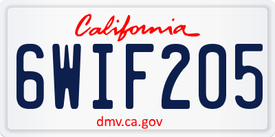 CA license plate 6WIF205