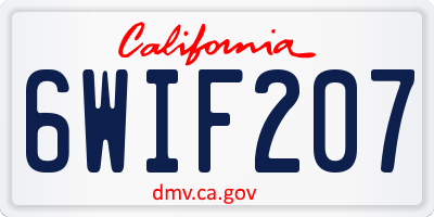 CA license plate 6WIF207