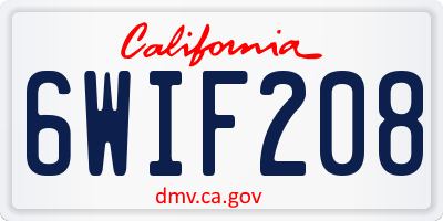 CA license plate 6WIF208