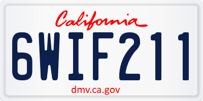 CA license plate 6WIF211