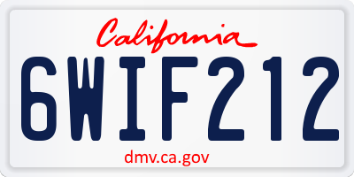 CA license plate 6WIF212