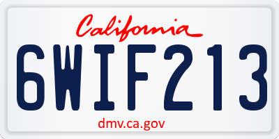 CA license plate 6WIF213