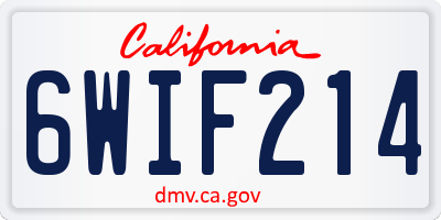 CA license plate 6WIF214