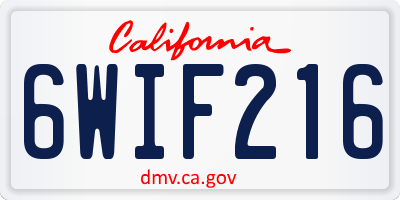 CA license plate 6WIF216