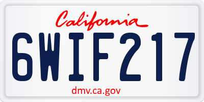 CA license plate 6WIF217
