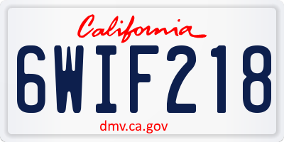 CA license plate 6WIF218