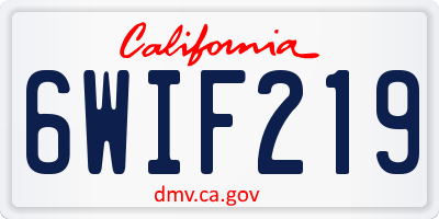 CA license plate 6WIF219