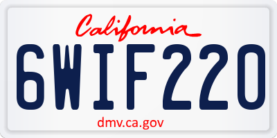 CA license plate 6WIF220