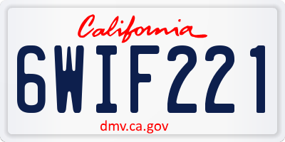 CA license plate 6WIF221