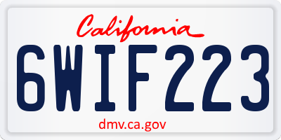 CA license plate 6WIF223
