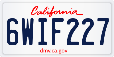 CA license plate 6WIF227