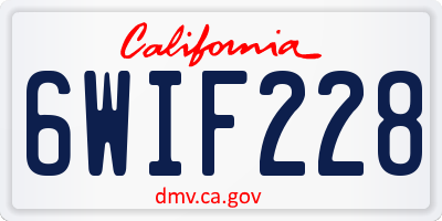 CA license plate 6WIF228