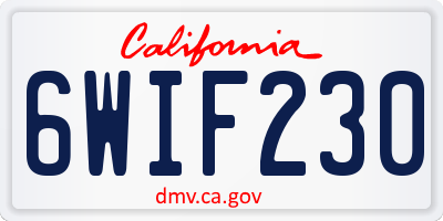 CA license plate 6WIF230
