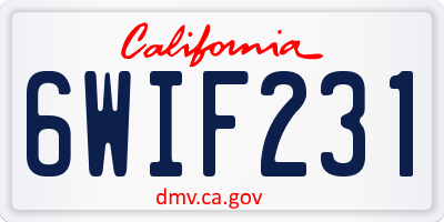 CA license plate 6WIF231