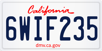 CA license plate 6WIF235