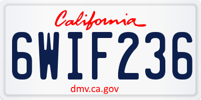 CA license plate 6WIF236