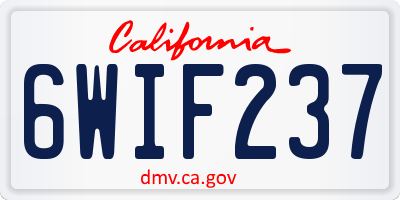 CA license plate 6WIF237