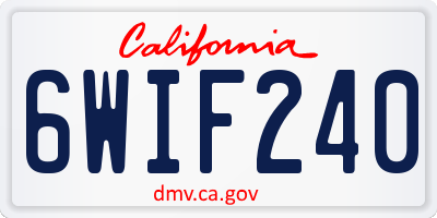 CA license plate 6WIF240