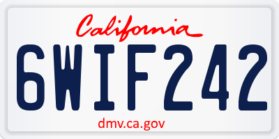 CA license plate 6WIF242