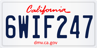 CA license plate 6WIF247
