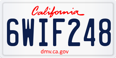 CA license plate 6WIF248