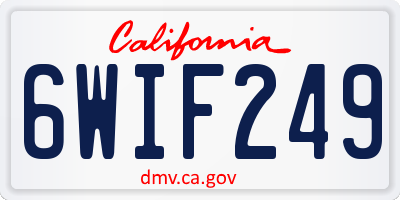CA license plate 6WIF249