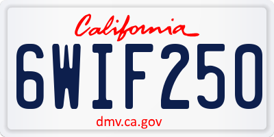 CA license plate 6WIF250