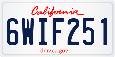 CA license plate 6WIF251