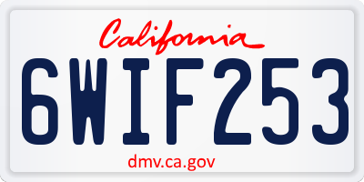 CA license plate 6WIF253