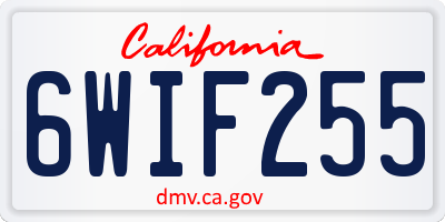 CA license plate 6WIF255