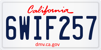 CA license plate 6WIF257