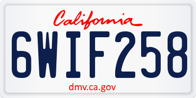 CA license plate 6WIF258