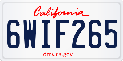 CA license plate 6WIF265