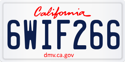 CA license plate 6WIF266