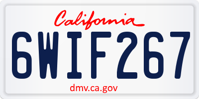 CA license plate 6WIF267