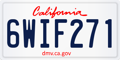 CA license plate 6WIF271