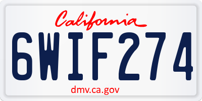 CA license plate 6WIF274