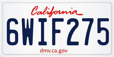 CA license plate 6WIF275